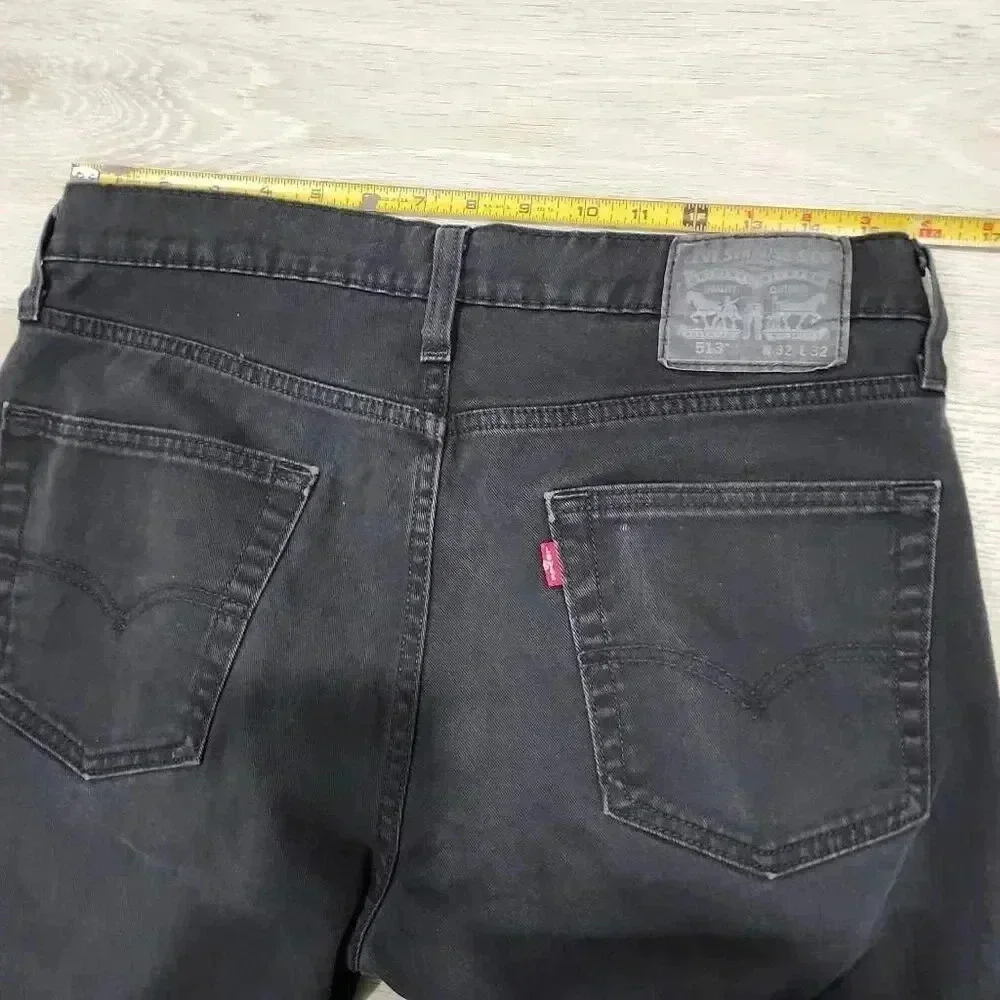 Levi's Men's Mid-Rise 513 Five Pocket Straight Leg Jeans Size Black W32 L32